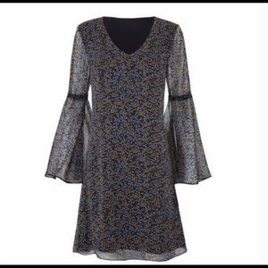 CABI Floral Dress Bell Sleeve SZ M